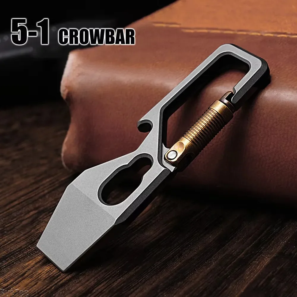 Titanium Pry Bar - 6cm 5-1 Multi-function Keychain Pry Bar